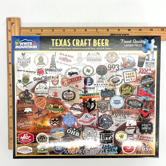 Texas Craft Beer Cerveza 1000 Pc White Mountain Jigsaw Puzzle 24" X 30" Ages 12+ - Picture 12 of 13